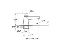 GROHE Selbstschlussarmatur EUROECO CT chrom 36265000