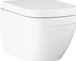 GROHE Wand-WC Set Euro Keramik Tiefspüler ohne Spülrand weiß glänzend mit WC-Sitz 39554000