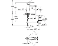 GROHE Waschtischarmatur EURODISC COSMOPOLITAN chrom 23448002