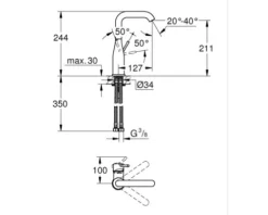 GROHE Waschtischarmatur für Aufsatzwaschbecken ESSENCE chrom 23541001
