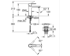 GROHE Waschtischarmatur LINEARE chrom 23106001