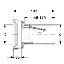 HAAS® Fremdeinspülstopp, verschweißbar, mit normgerechter Einschubtiefe von35 mm, DN 110, 3329
