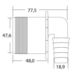 HAAS® Schlauchanschluss Schlauchnippel DN 50, 90° gewinkelt für Schläuche von 18 bis 21,7 mm (5107)
