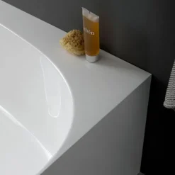 Halbfreistehende ovale Mineralguss- Badewanne, weiße Ausführung | Luisa