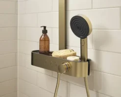 Handbrause hansgrohe Pulsify Select S 105 3jet Relaxation EcoSmart rund Ø 110 mm brushed bronze 24111140