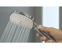 Handbrause hansgrohe Raindance Select E 120 3jet eckig 168 x 120 mm chrom weiß 26520400