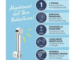Handbrause Set Grohe Quickfix Vitalio Trigger Spray 30 oval inkl. Brauseschlauch 1250 mm chrom matt 26175001