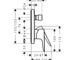 hansgrohe Badewannenarmatur Unterputz TALIS E brushed black chrom ohne Unterputzgrundkörper 71745340