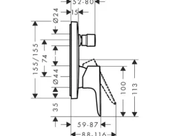hansgrohe Badewannenarmatur Unterputz TALIS E schwarz matt 71745670