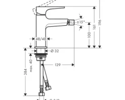 hansgrohe Bidetarmatur METROPOL weiß matt mit Push-Open Ablaufventil 32520700