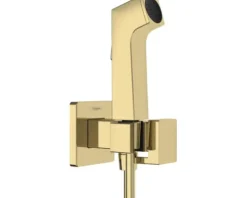 hansgrohe Bidetbrauseset Bidette 1jet E EcoSmart für Kaltwasser mit Brausehalter und Brauseschlauch 125 cm eckig polished gold optic 29231990