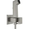 hansgrohe Bidetbrauseset Bidette 1jet E EcoSmart für Kaltwasser mit Brausehalter und Brauseschlauch 125 cm eckig brushed black chrom gebürstet 29231340