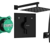 Hansgrohe Ibox 2 Grundkörper Universal + Hans Grohe Duoturn E Schwarz 2-Wege Mischer + Kreabad Handbrause mit Wandanschluss Set + Kreabad Duschkopf mit Wandanschluss