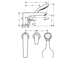 hansgrohe Wannenrandarmatur TALIS E chrom ohne Unterputzgrundkörper 71730000