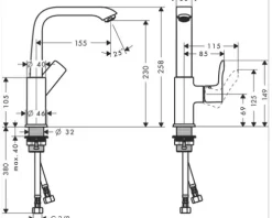 hansgrohe Waschtischarmatur METRIS 230 Eco chrom ohne Ablaufgarnitur 31081000