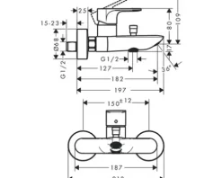hansgrohe Badewannenarmatur REBRIS E chrom 72450000