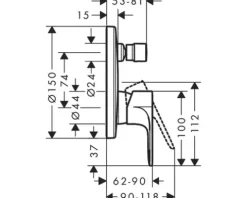 hansgrohe Badewannenarmatur Unterputz REBRIS E chrom 72468000