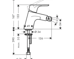 hansgrohe Bidetarmatur FOCUS chrom Push-Open Ablaufventil 31922000
