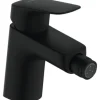 hansgrohe Bidetarmatur LOGIS 70 schwarz matt mit Zugstangen-Ablaufgarnitur 71204670