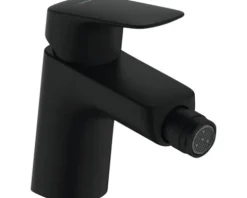 hansgrohe Bidetarmatur LOGIS 70 schwarz matt mit Zugstangen-Ablaufgarnitur 71204670