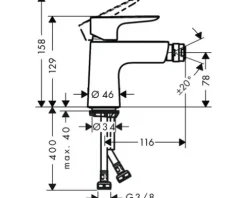 hansgrohe Bidetarmatur TALIS E chrom mit Push-Open Ablaufgarnitur 71721000