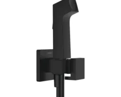 hansgrohe Bidetbrauseset Bidette 1jet E EcoSmart für Kaltwasser mit Brausehalter und Brauseschlauch 125 cm eckig schwarz matt 29231670