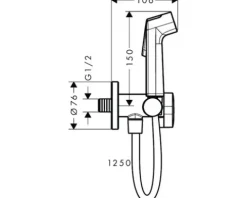 hansgrohe Bidetbrauseset Bidette 1jet S EcoSmart für Kaltwasser mit Brausehalter und Brauseschlauch 125 cm schwarz matt 29230670