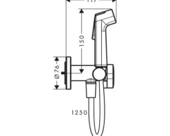 hansgrohe Bidetbrauseset Bidette 1jet S EcoSmart für Warmwasser mit Brausehalter und Brauseschlauch 125 cm schwarz matt 29232670