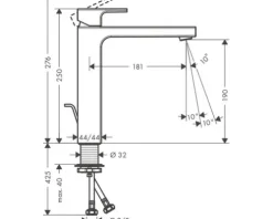 hansgrohe Waschtischarmatur für Aufsatzwaschbecken VERNIS SHAPE 190 schwarz matt mit Zugstange 71562670