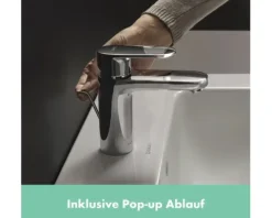 hansgrohe Waschtischarmatur mit Einhebelmischer VERNIS BLEND 100 chrom mit Zugstange 71551000