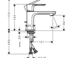 hansgrohe Waschtischarmatur REBRIS E chrom 72587000