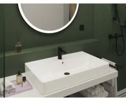 hansgrohe Waschtischarmatur VERNIS BLEND 100 CoolStart schwarz matt mit Zugstangen-Ablaufgarnitur 71585670