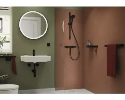 hansgrohe Waschtischarmatur VERNIS BLEND 100 CoolStart schwarz matt mit Zugstangen-Ablaufgarnitur 71585670