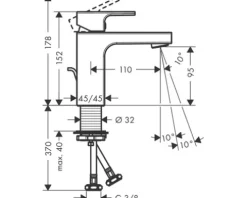 hansgrohe Waschtischarmatur VERNIS SHAPE 100 CoolStart chrom mit Zugstangen-Ablaufgarnitur 71594000