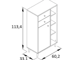 Highboard Möbelpartner Bjarne BxHxT 60.2x113.4x33.1 cm fjord