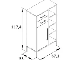 Highboard Möbelpartner Kent BxHxT 67.1x117.4x33.1 cm waldgrün