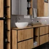 Hängender Waschbeckenunterschrank VAMI Craft Eiche 90 cm 2 Schubladen Schwarz B90xH60xT45,5 cm