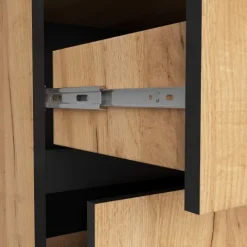 Hängender Waschbeckenunterschrank VAMI Craft Eiche 90 cm 2 Schubladen Schwarz B90xH60xT45,5 cm