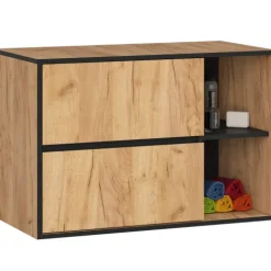Hängender Waschbeckenunterschrank VAMI Craft Eiche 90 cm 2 Schubladen Schwarz B90xH60xT45,5 cm