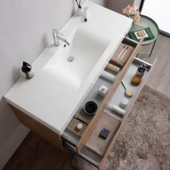 Hängendes Badezimmermöbel 120cm Schubladen und Waschbecken 1 Becken ohne Spiegel | Valentina