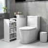 HOMCOM Nischenschrank Badezimmerschrank schmal, Toilettenschrank mit Rad, Schublade inkl. 3 tiefe Fächer, Beistellschrank Badschrank für kleine Räume, Wohnzimmer, Badezimmer, 47 x 25 x 66,5 cm Weiß