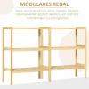 HOMCOM Badregal Standregal mit 3 Ebenen, Bambusregal, Küchenregal, für Bad, Küche, Wohnzimmer, Flur, Natur, 62 x 33 x 80 cm