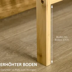 HOMCOM Badregal Standregal mit 3 Ebenen, Bambusregal, Küchenregal, für Bad, Küche, Wohnzimmer, Flur, Natur, 62 x 33 x 80 cm