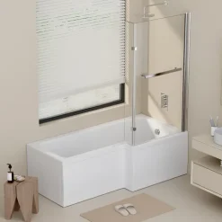 Home Deluxe - Badewanne mit Duschwanne - ELARA Links- inkl. komplettem Zubehör und Duschabtrennung I Duschwanne, Badewanne mit Dusche