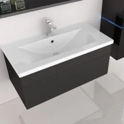 Home Deluxe - Badmöbel-Set - WANGEROOGE Schwarz - Large - inkl. Waschbecken und komplettem Zubehör - Breite Waschbecken: ca. 60 cm I Badezimmermöbel Waschtisch Badmöbelset