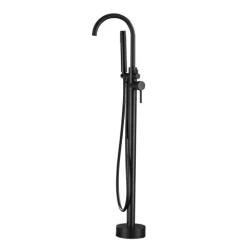 Home Deluxe - Design Standarmatur - MOON Matt Schwarz - Höhe: 115 cm, inkl. Handbrause I freistehende Armatur Wannenbrause Wanneneinlass