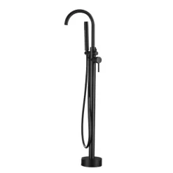 Home Deluxe - Design Standarmatur - MOON Matt Schwarz - Höhe: 115 cm, inkl. Handbrause I freistehende Armatur Wannenbrause Wanneneinlass