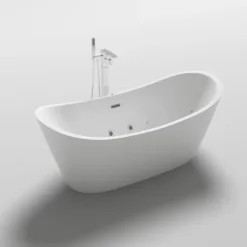 Home Deluxe - freistehende Badewanne mit Whirlpoolfunktion - OVALO PLUS - Maße 180 x 90 x 72 cm - inkl. komplettem Zubehör I Whirlwanne, Whirlpool für 2 Personen