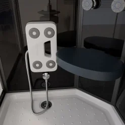 Home Deluxe - Komplettdusche BLACK PEARL - Maße: 120 x 80 cm Rechts - inkl. Regendusche, Radio und Zubehör I Duschtempel Fertigdusche, Dusche, Duschtempel