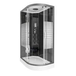 Home Deluxe - Komplettdusche BLACK PEARL - Maße: 120 x 80 cm Rechts - inkl. Regendusche, Radio und Zubehör I Duschtempel Fertigdusche, Dusche, Duschtempel